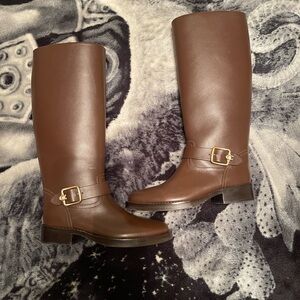 Coach Brown Leather Boots with Buckle